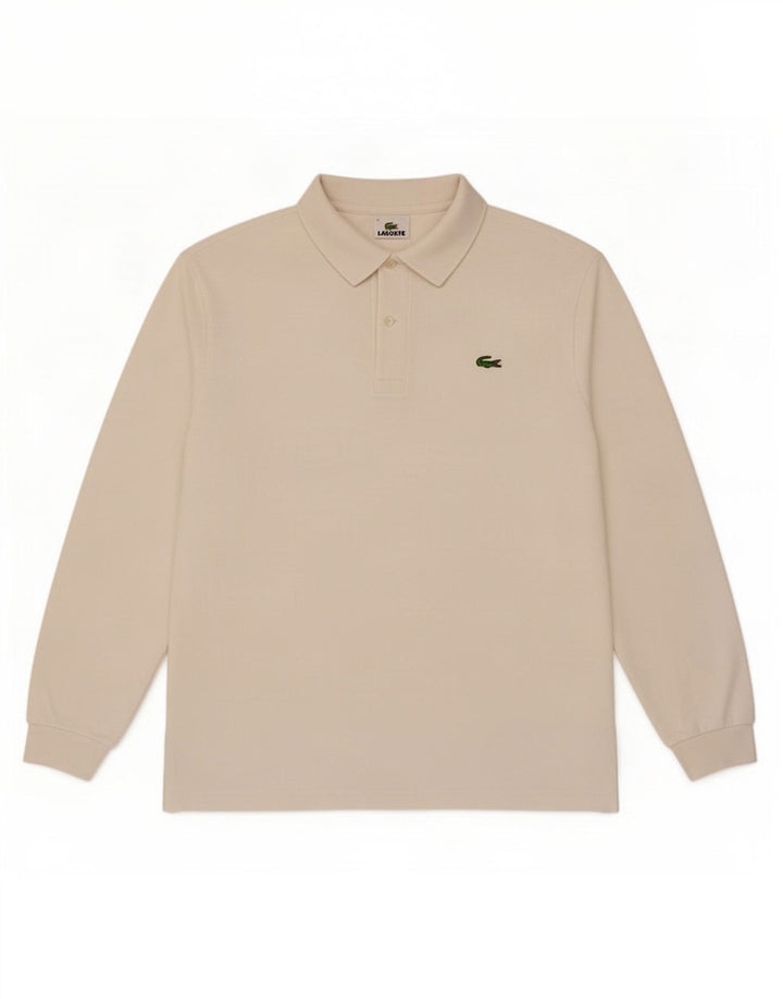 Lacoste Polo de manga larga para hombre talla 4 mediana blanca