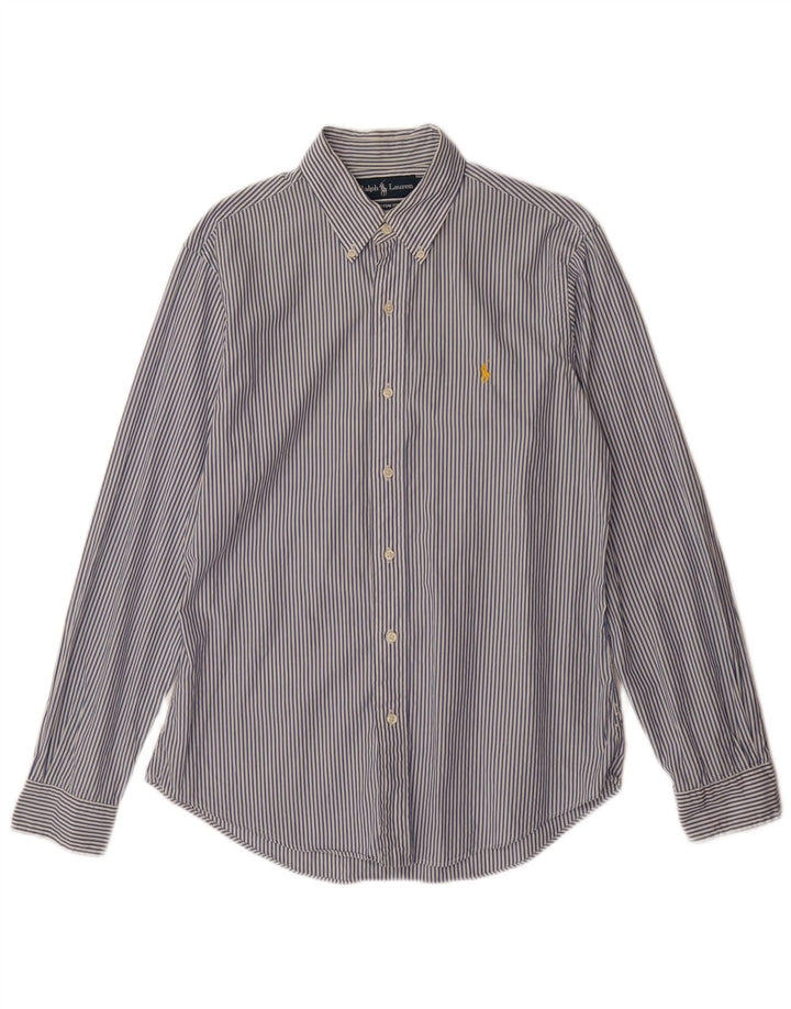 RALPH LAUREN Camisa personalizada para hombre Algodón a rayas azul medio