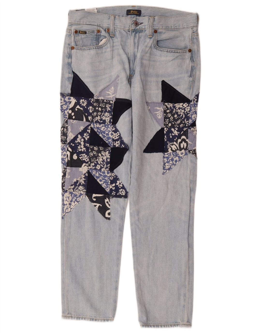 POLO RALPH LAUREN Vaqueros Rectos Mujer W26 L26 Algodón Patchwork Azul