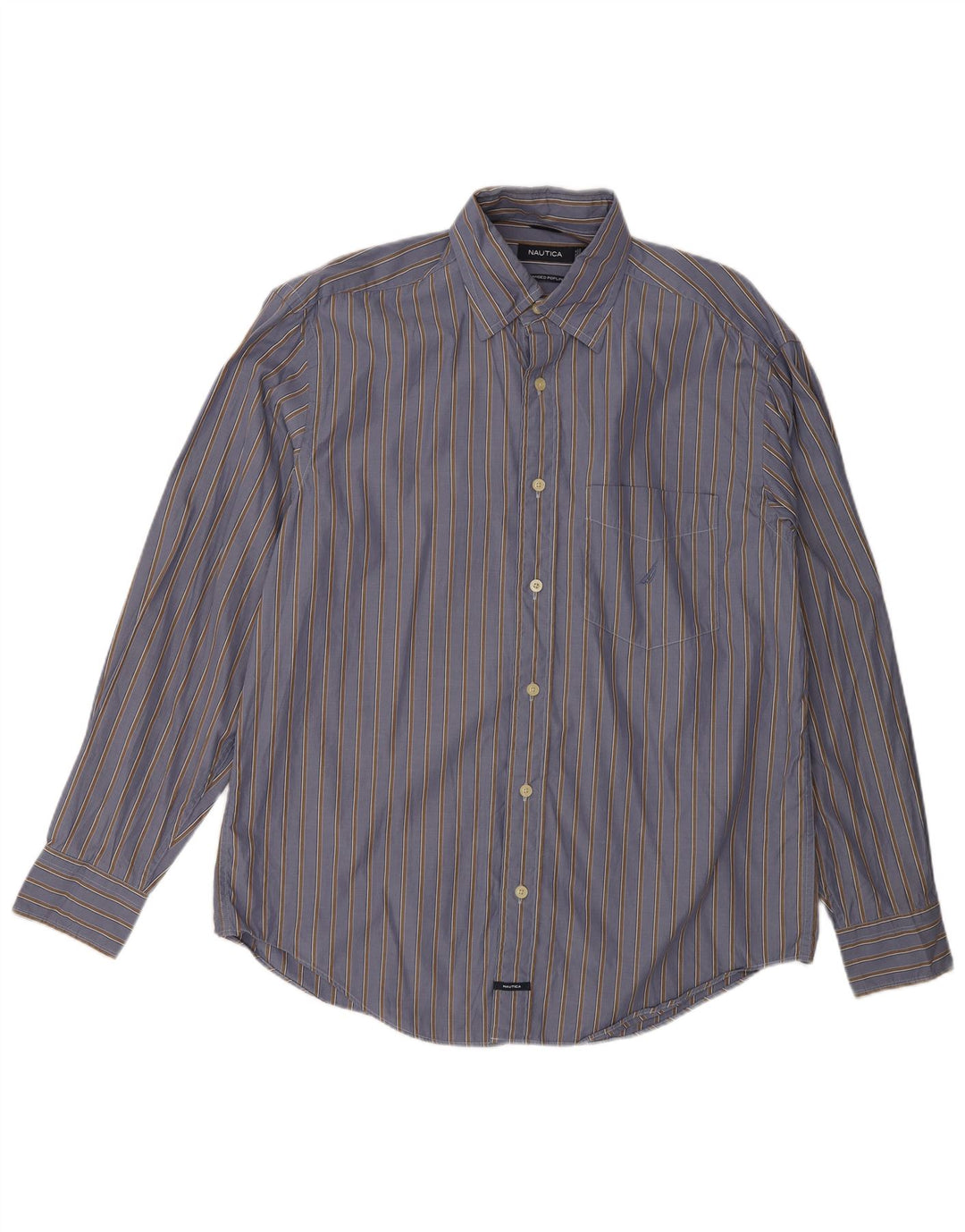 Camisa Nautica Hombre Algodón Rayas Azul Medio