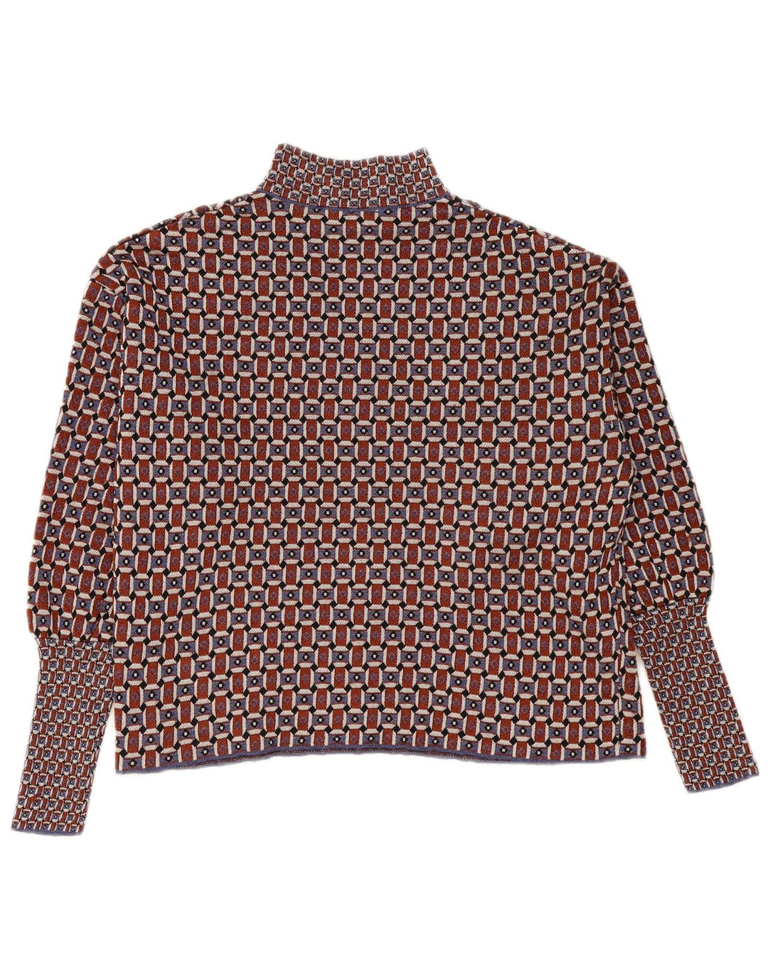 ZARA Jersey oversize con cuello alto para mujer, talla 40, talla pequeña, color burdeos