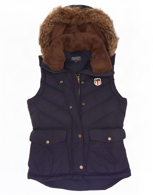 Ralph Lauren Chaleco acolchado con capucha para mujer UK 6 XS Algodón azul marino