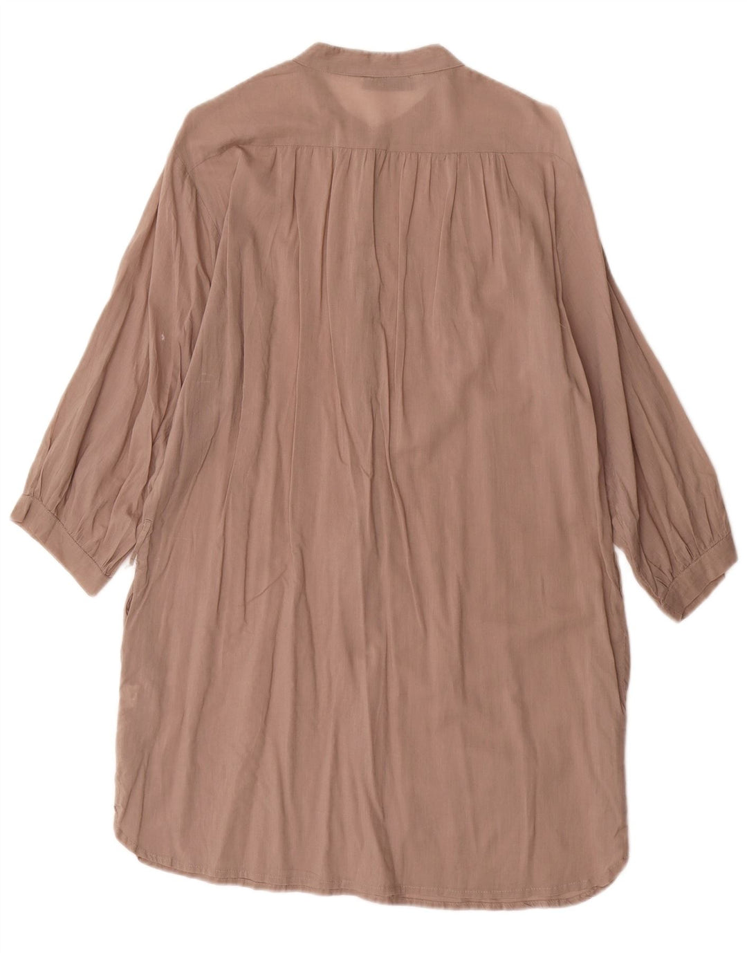 Zara Vestido recto de manga 3/4 para mujer UK 44 Algodón marrón medio