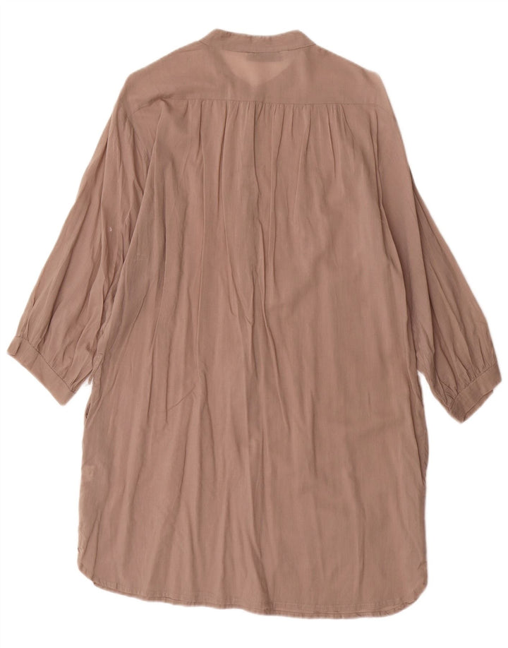 Zara Vestido recto de manga 3/4 para mujer UK 44 Algodón marrón medio