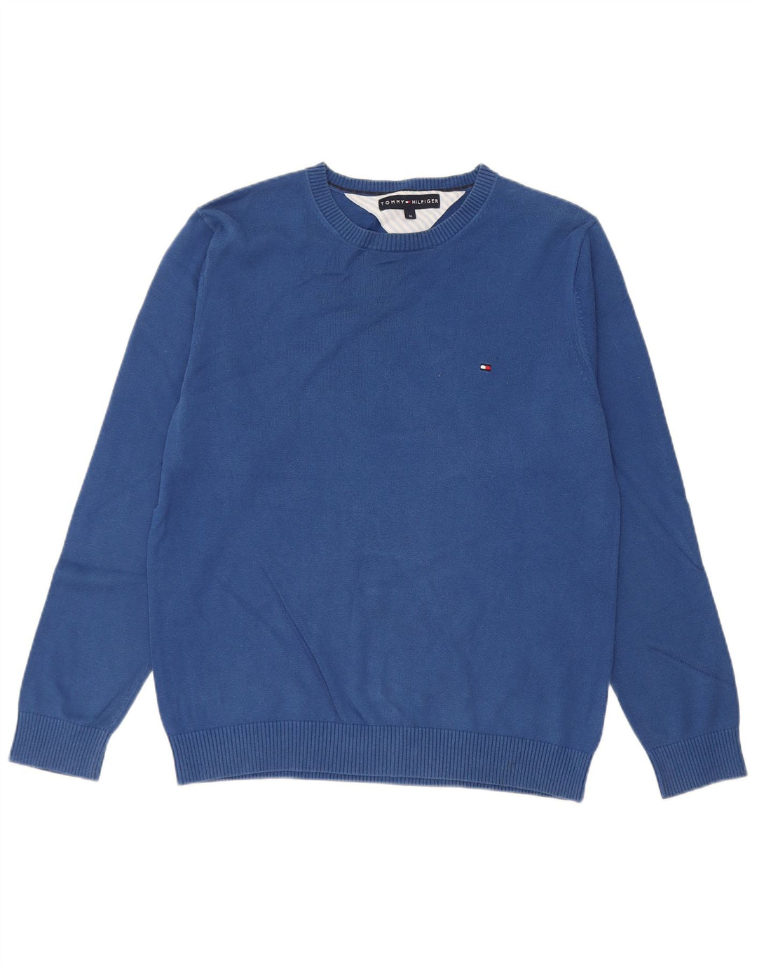 Tommy Hilfiger Jersey Regular Fit con Cuello Redondo para Hombre de Algodón Azul Medio