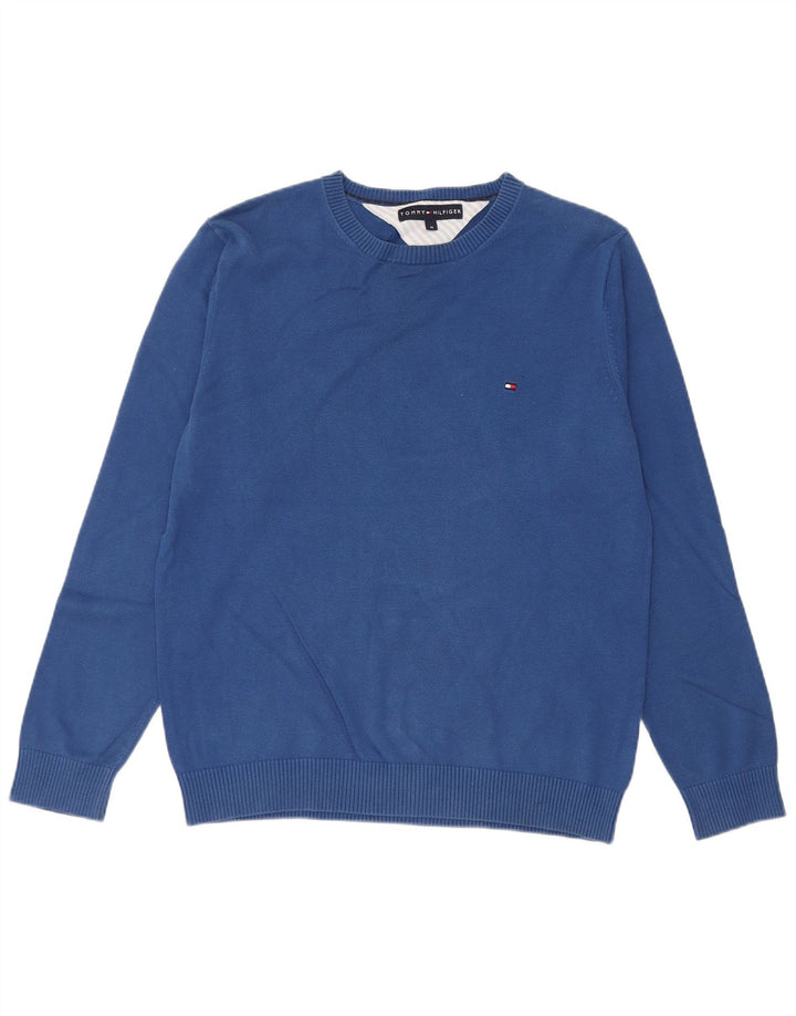 Tommy Hilfiger Jersey Regular Fit con Cuello Redondo para Hombre de Algodón Azul Medio