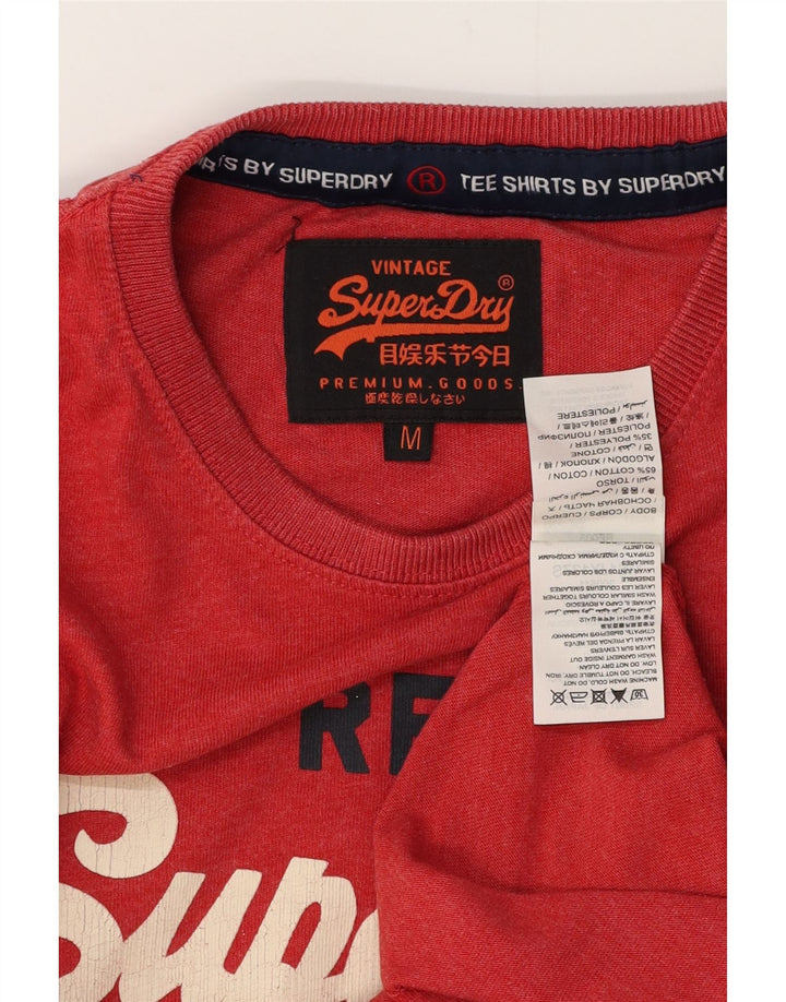 SUPERDRY Camiseta gráfica para hombre Top mediano de algodón rojo
