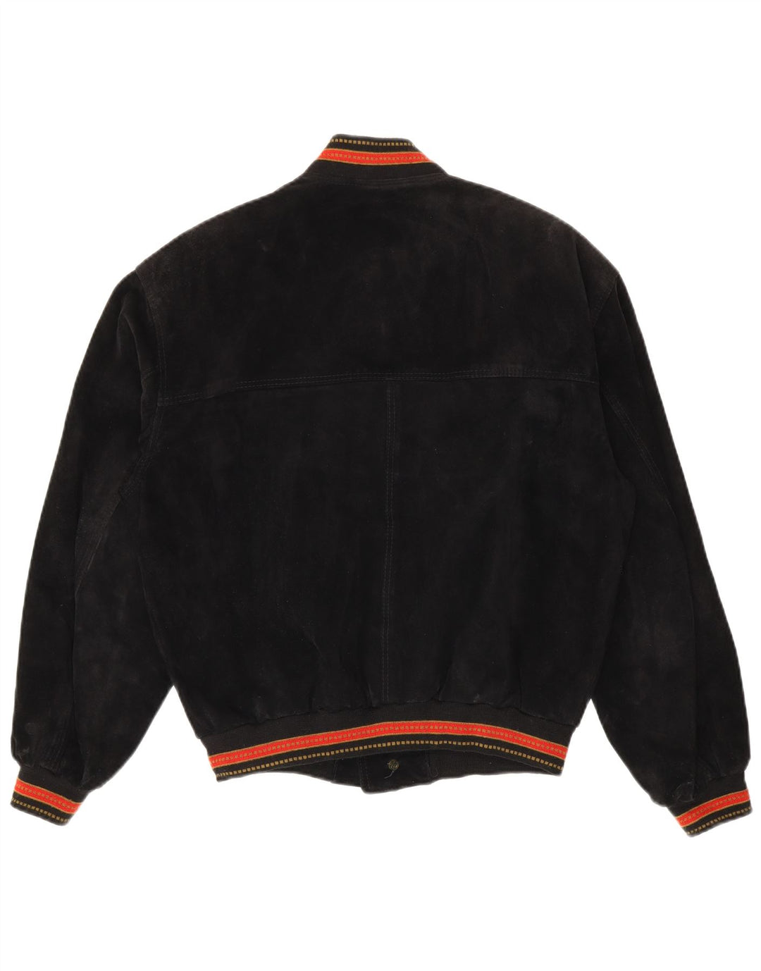 Vintage hombres ante bomber chaqueta IT 48 cuero de rayas negro medio
