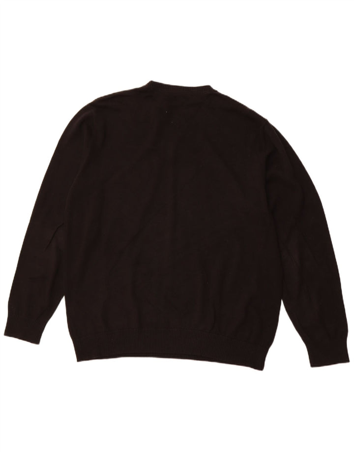 TOMMY HILFIGER Jersey con cuello en V para hombre, talla grande, algodón negro