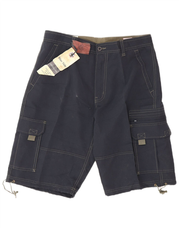 Pantalones cortos cargo para hombre Blue Side poliéster grande W34 azul marino