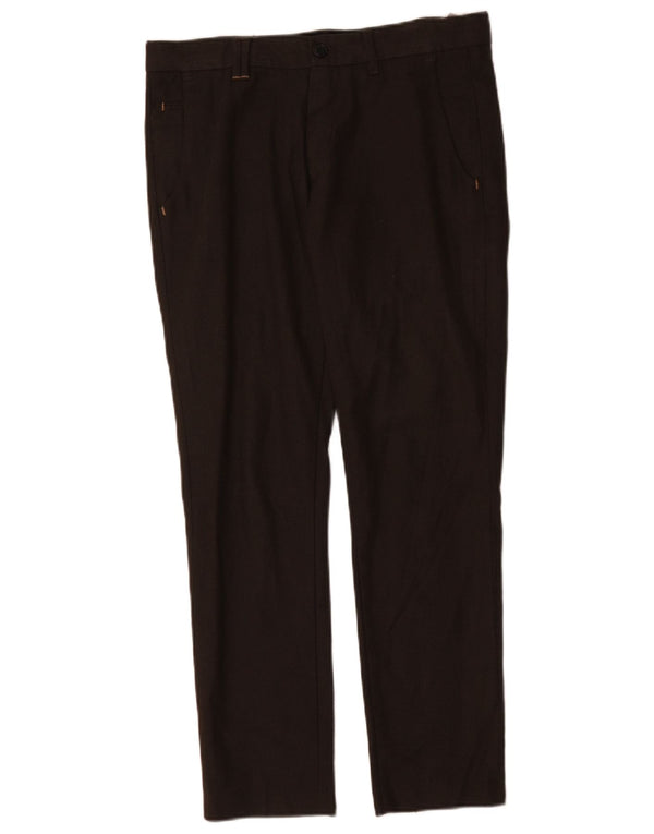 Zara Mens Slim Chino Pantalones EU 38 Small W30 L29 Algodón Negro