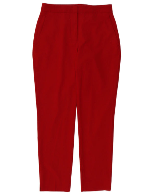 Zara Pantalón Chino Cónico Para Mujer EU 34 2XS W24 L27 Poliéster Rojo