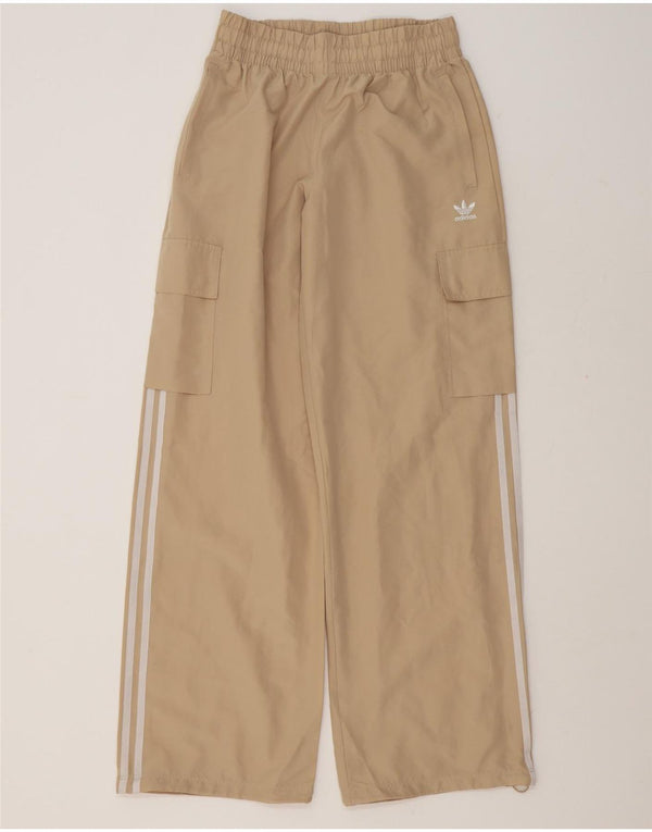 Adidas Womens Cargo Tracksuit Trousers UK 8/10 Small  Beige Polyester
