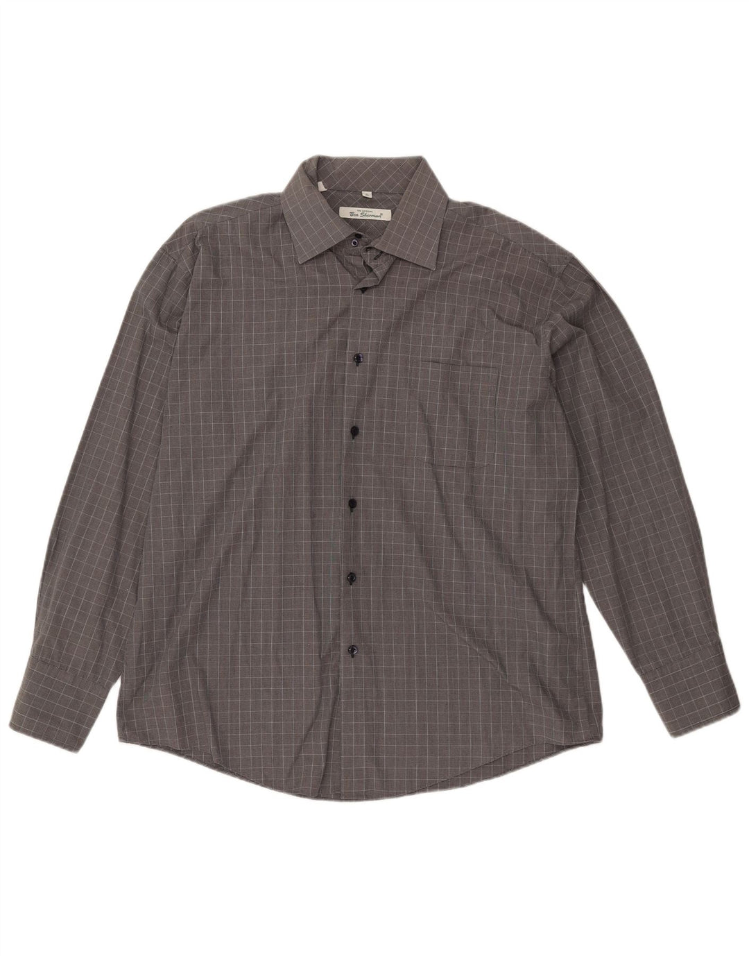 BEN SHERMAN Camisa Hombre XL Gris Cuadros