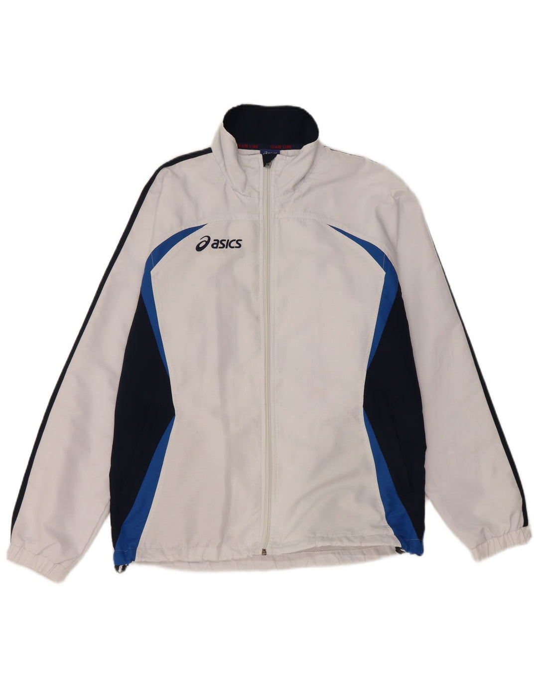ASICS - Chaqueta de chándal para hombre, color blanco medio, poliéster con bloques de color