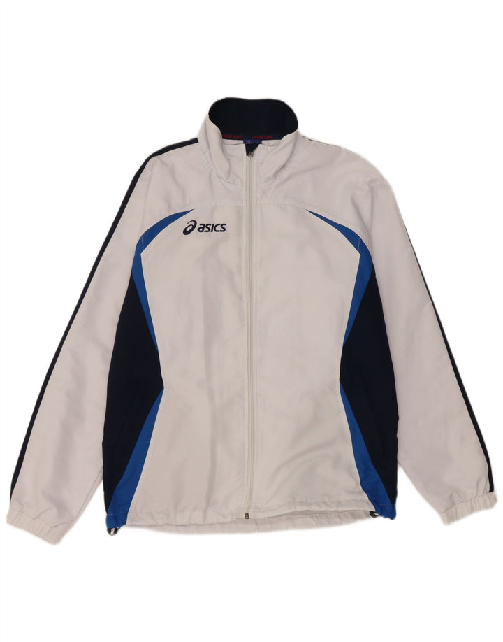 ASICS - Chaqueta de chándal para hombre, color blanco medio, poliéster con bloques de color