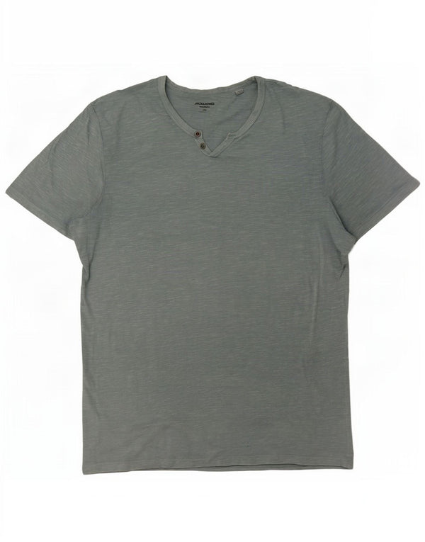 Jack & Jones Mens T-Shirt Top 2XL Blue Flecked Cotton