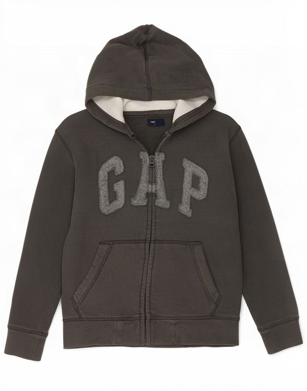 Gap Sudadera con capucha y cremallera gráfica para niños 8-9 años Algodón gris