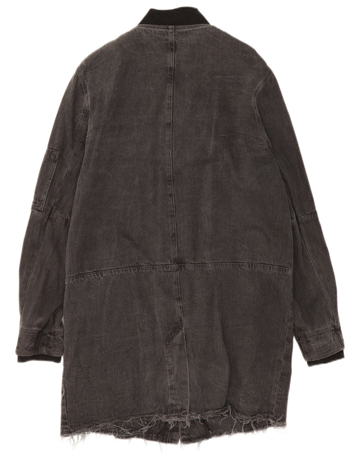 Zara Hombre Abrigo Denim UK 42 XL Algodón Gris