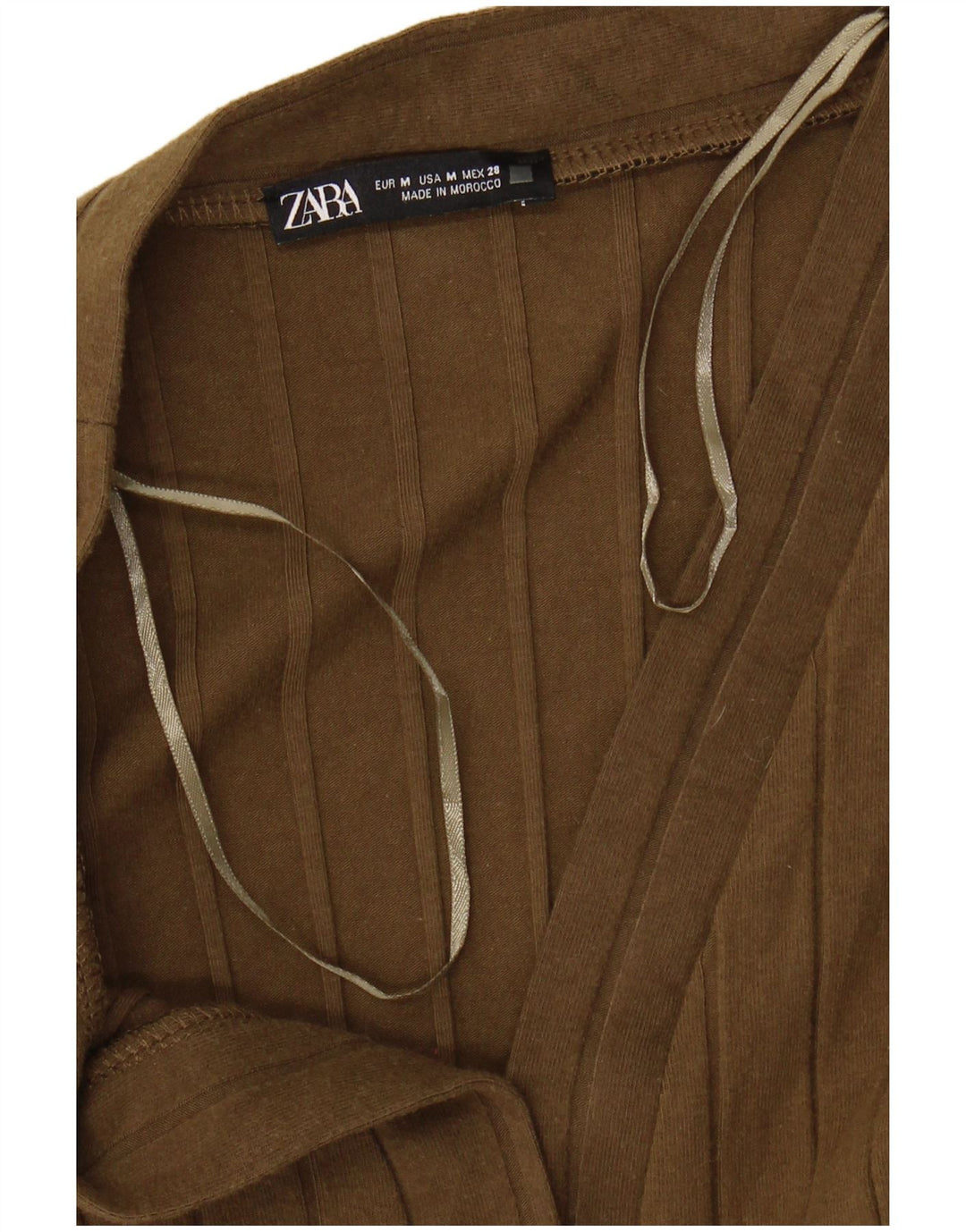 Zara Vestido largo de manga larga para mujer UK 42 Medium Khaki