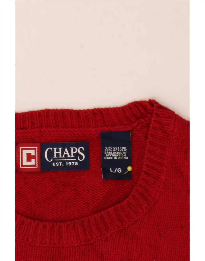 Chaps - Jersey de cuello redondo para hombre, talla grande, algodón moteado rojo