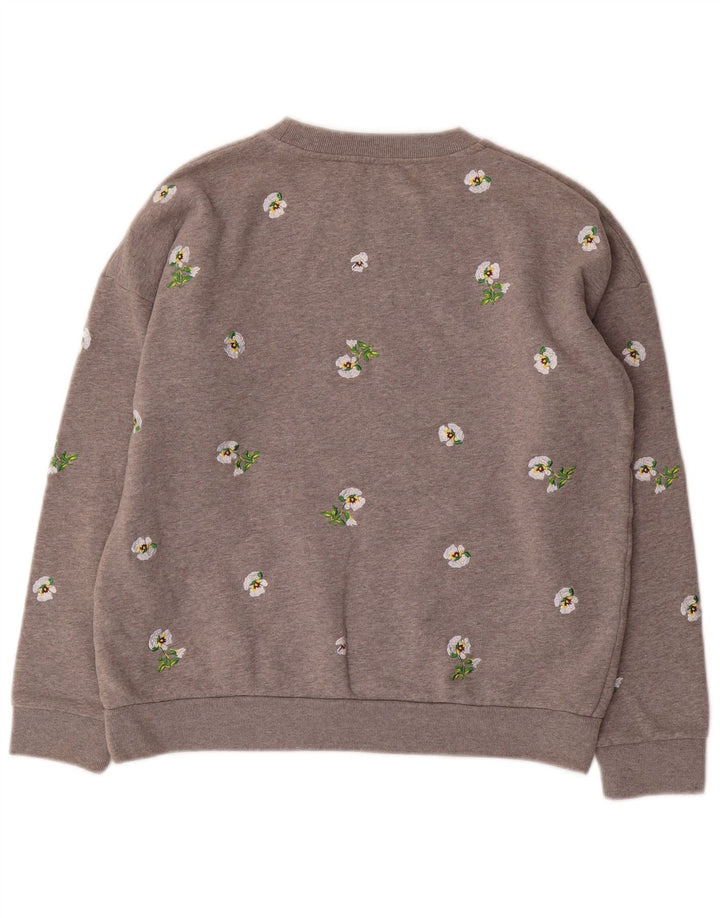 JACK WILLS Sudadera extragrande para mujer UK 8 Small Grey Floral