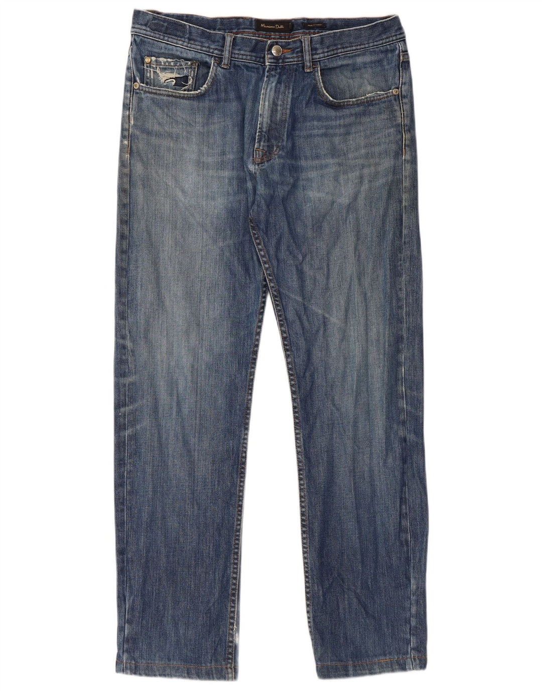 Massimo Dutti Vaqueros Rectos Desgastados para Hombre EU 42 Large W32 L29 Azul