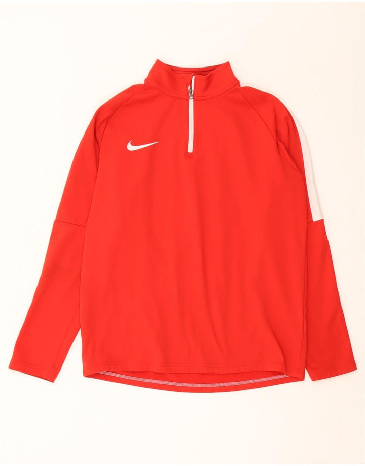 Camiseta Nike Dri Fit con cuello y cremallera y manga larga para hombre, color rojo medio, poliéster