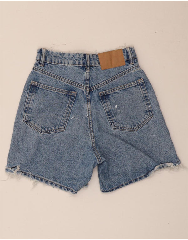 Zara Pantalones cortos vaqueros de cintura alta para mujer EU 34 2XS W24 Algodón azul