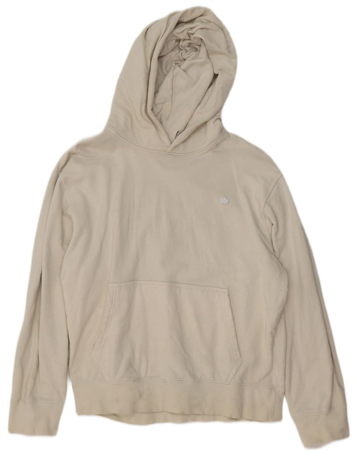 ADIDAS Sudadera con capucha para mujer UK 14 Mediana de algodón blanco roto