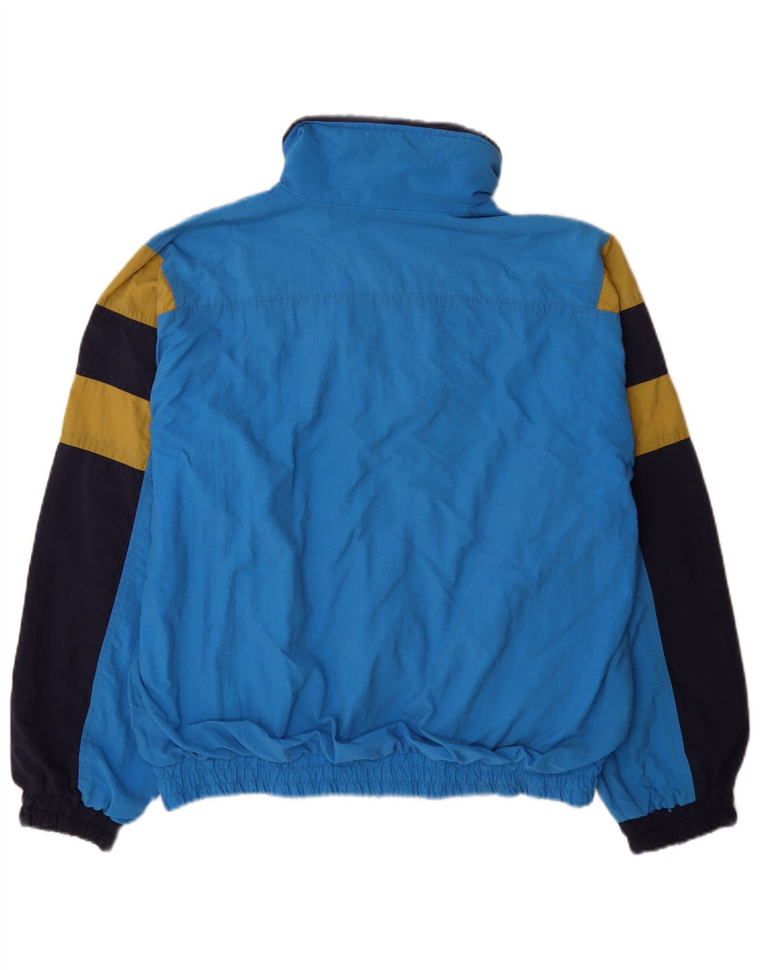Vintage hombres holgado ajuste chándal top chaqueta medio azul colorblock