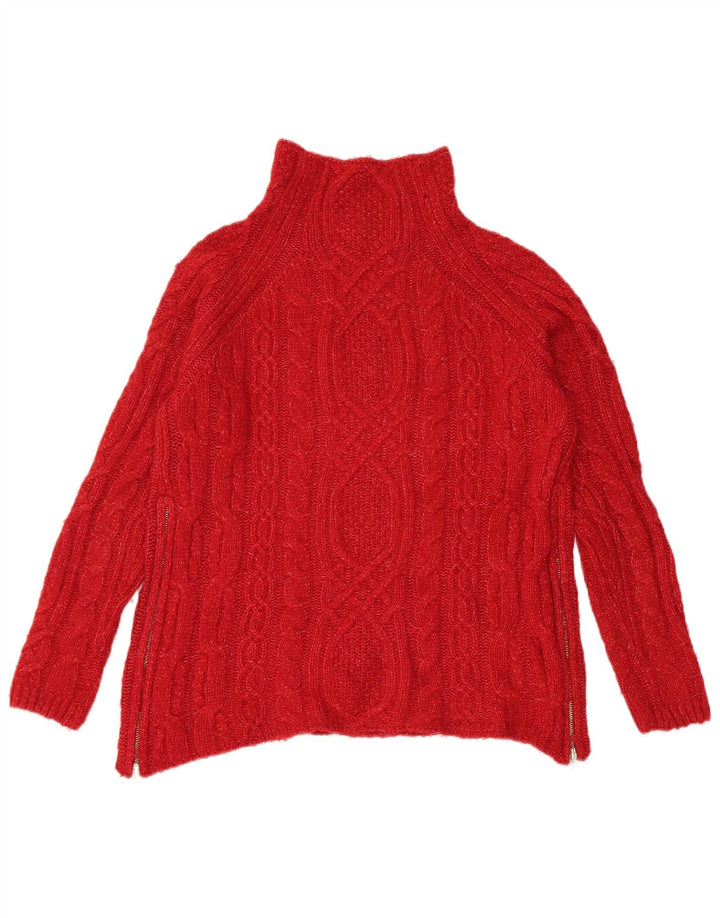 Zara Mujer Cuello Alto Jersey Jersey Reino Unido 10 Pequeño Acrílico Rojo