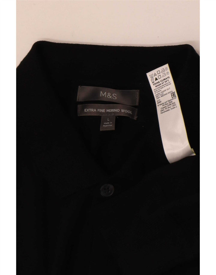 Marks & Spencer - Cárdigan para hombre, talla grande, lana merino, color negro