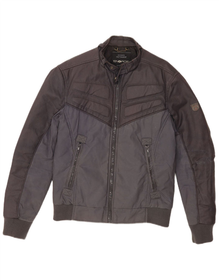 Energie Chaqueta Bomber para Hombre UK 38 Medium Azul Marino Colorblock Algodón