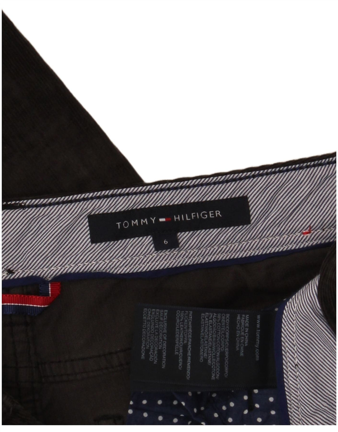 TOMMY HILFIGER Pantalones de pana delgados para mujer US 6 Medium W30 L32 Gris