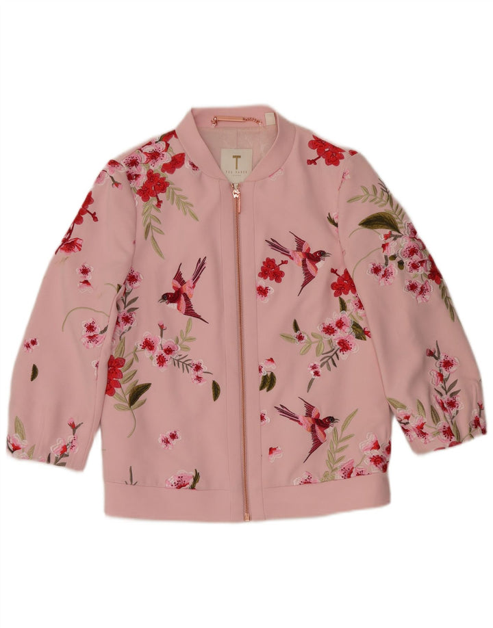 TED BAKER Cárdigan holgado para mujer talla 1 XS poliéster floral rosa