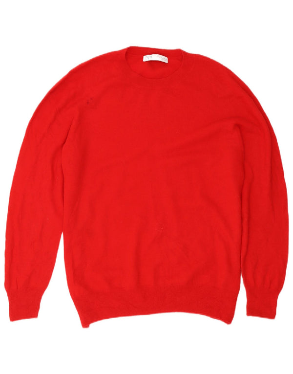 Zara Mujer Jersey Cuello Redondo Jersey UK 40 XL Lana Roja