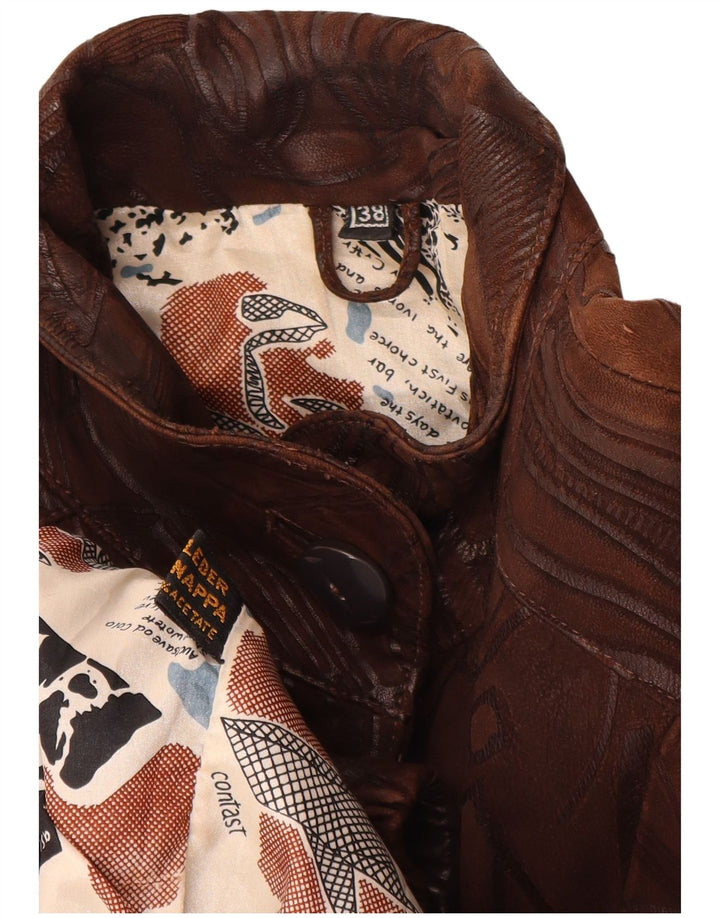 Vintage mujer patrón abstracto chaqueta de gran tamaño EU 38 marrón medio