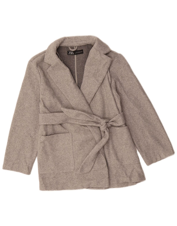 Zara Chaqueta Blazer Mujer UK 44 Poliéster Gris Medio