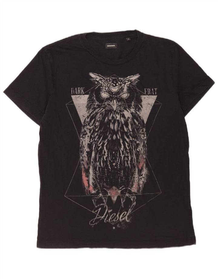 Diesel Hombre Camiseta Gráfica Top Grande Azul Marino