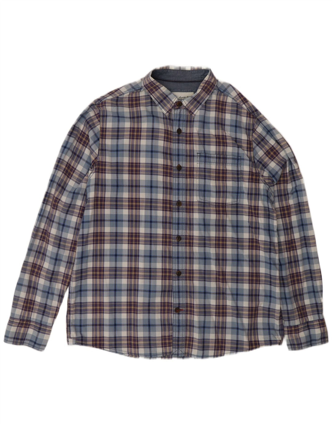 Camisa de hombre Fat Face de algodón con cuadros azules grandes