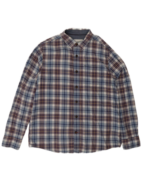 Camisa de hombre Fat Face de algodón con cuadros azules grandes