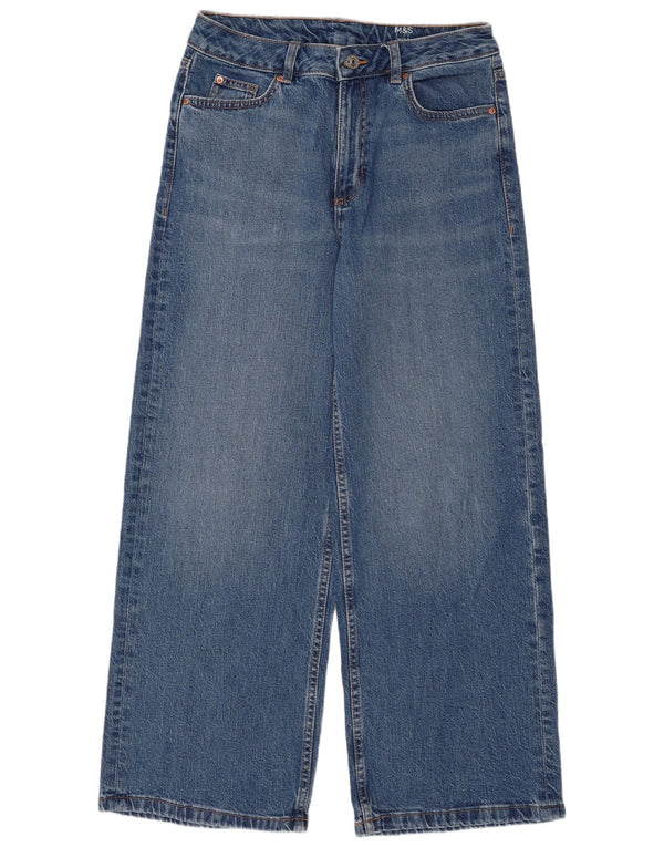 Marks & Spencer Vaqueros de Pierna Ancha y Talle Alto para Mujer UK 10 Small W27 L28 Azul