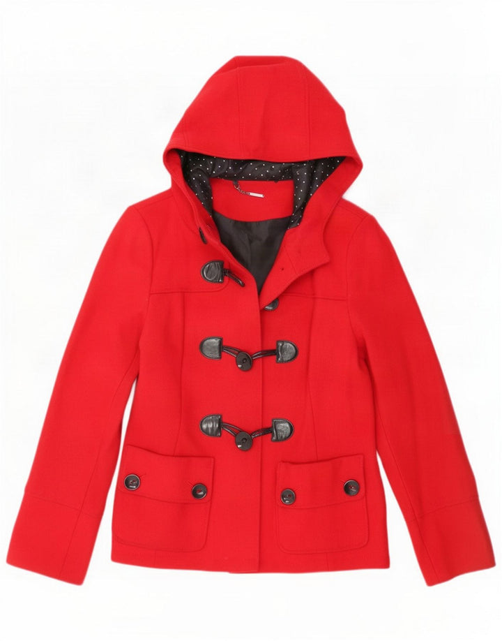 Chaqueta de trenca con capucha para mujer Laura Ashley UK 42 Medium Red Wool