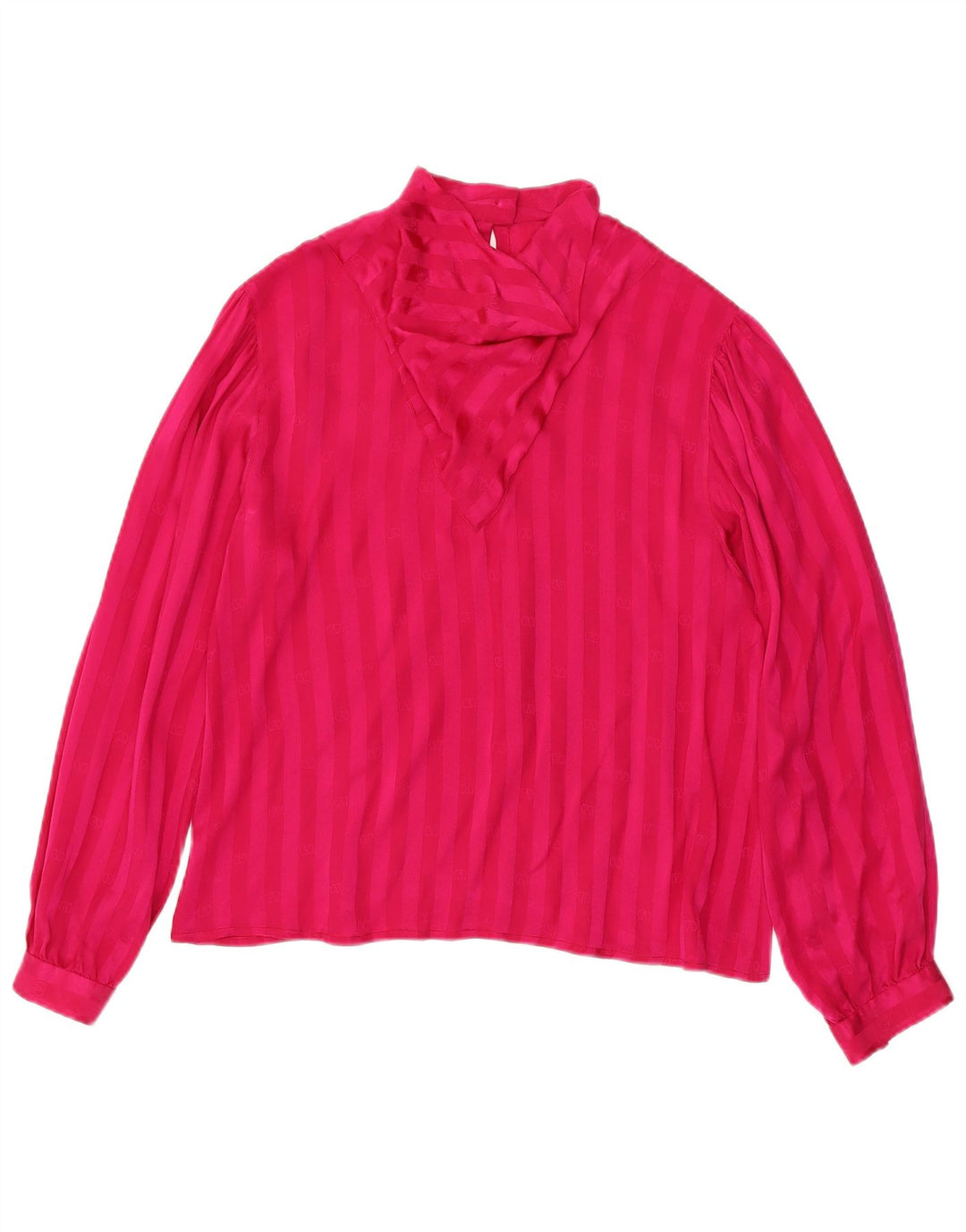 Vintage mujer manga larga blusa Top Reino Unido 12 medio rosa rayas