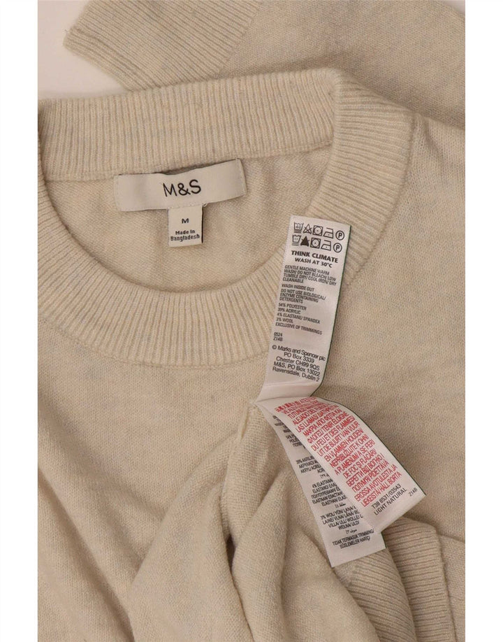 Marks & Spencer Suéter tipo jersey con cuello redondo para mujer UK 14 Medium Off White