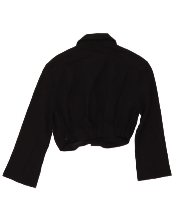 ZARA Blusa corta de manga 3/4 para mujer UK 40 Small Poliéster negro