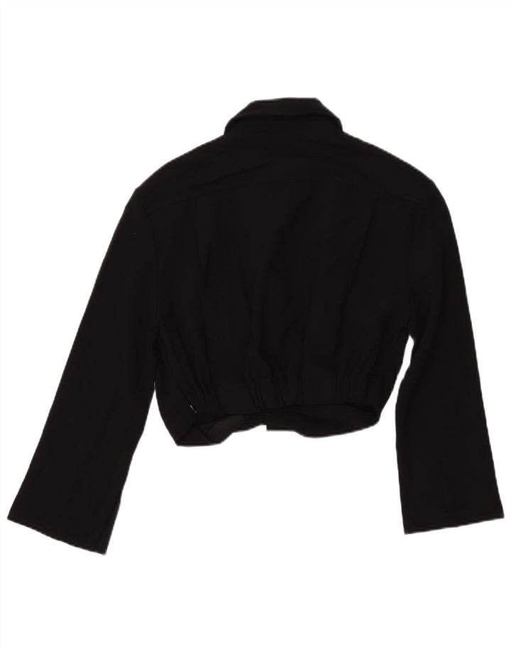 ZARA Blusa corta de manga 3/4 para mujer UK 40 Small Poliéster negro