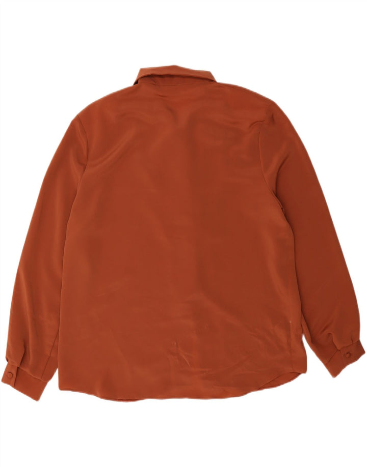 Vintage mujer camisa blusa Reino Unido 16 marrón grande