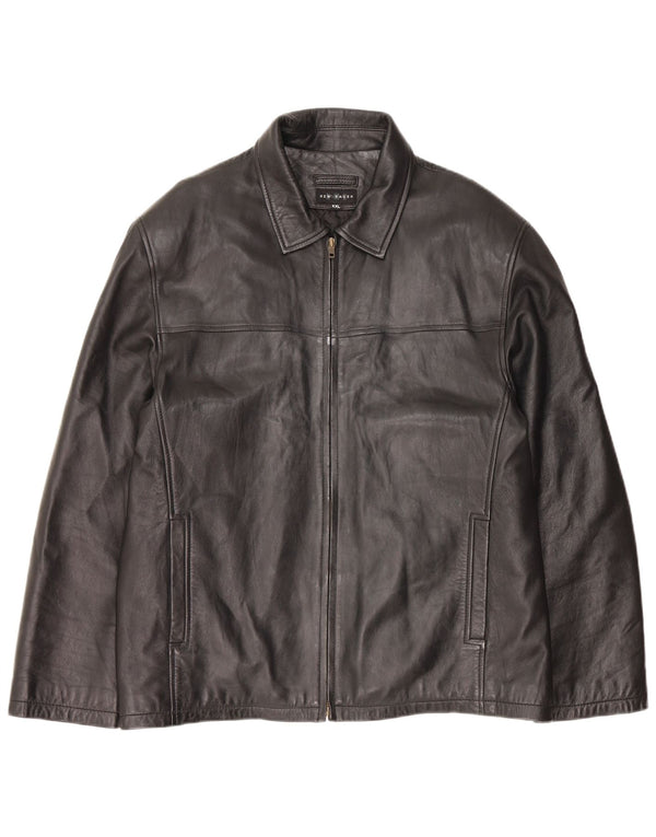 Vintage chaqueta de cuero para hombre Reino Unido 44 2XL cuero negro